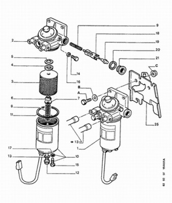 ancien filtre réchauffé bosch, en 9, en haut à droite, c'est le kit thermostat pour régulé la T° de liquide de refroidissement