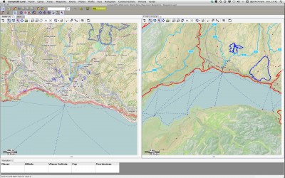 deux échelles de la même carte et infos du gps en bas