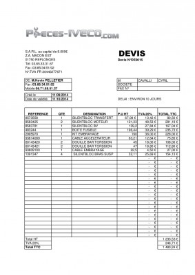 pieces-iveco<br />il faut rajouter 19 € de frais de port.